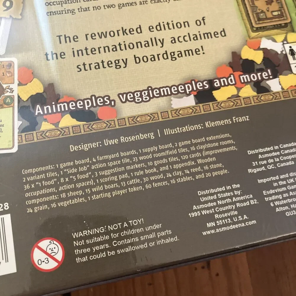 Agricola Board Game Revised Edition Lookout Games w/ Wooden Animals NEW / SEALED